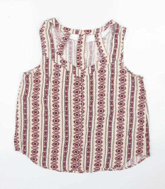 New Look Womens Beige Striped  Basic Blouse Size 12