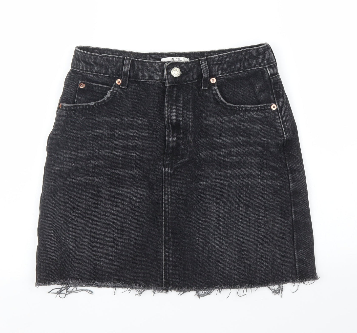 Topshop Womens Black  Denim A-Line Skirt Size 8