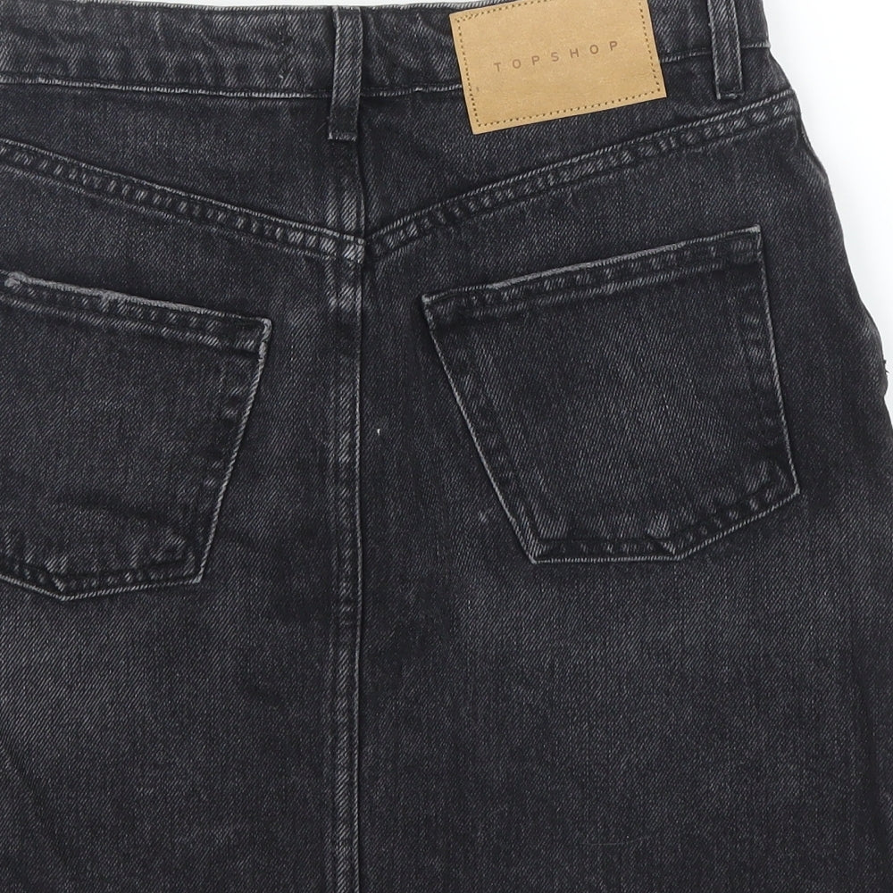 Topshop Womens Black  Denim A-Line Skirt Size 8