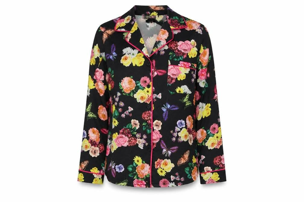 Julien Macdonald Womens Black Floral  Top Pyjama Top Size S