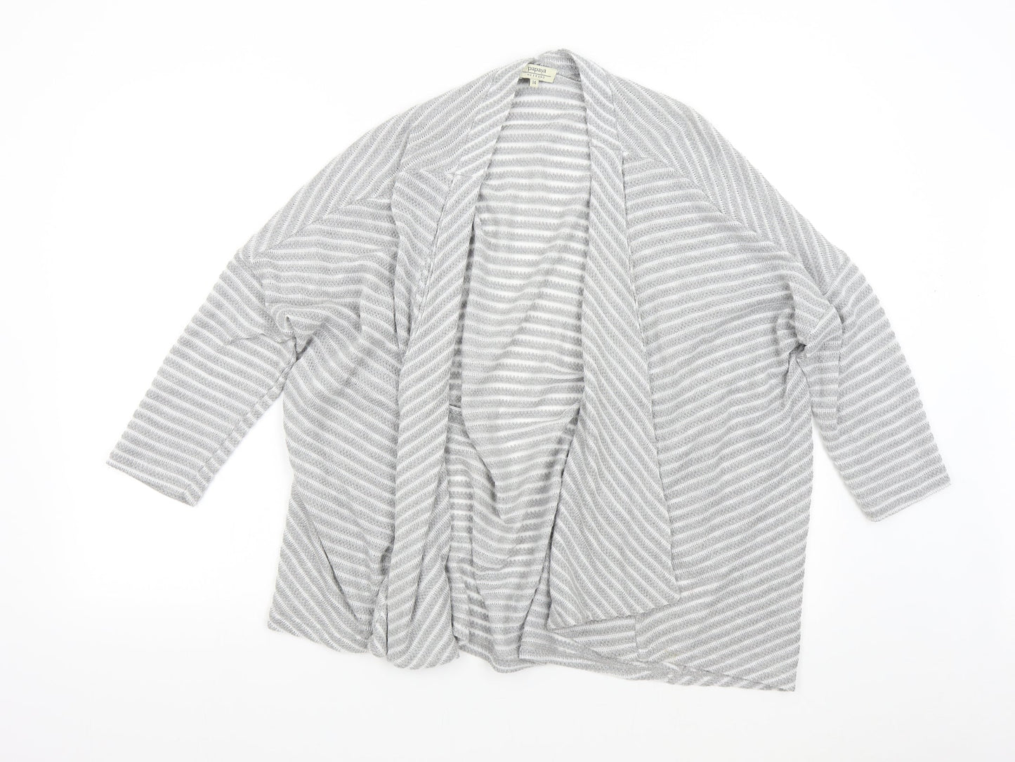 Matalan Womens Grey Striped  Cardigan Jumper Size 14