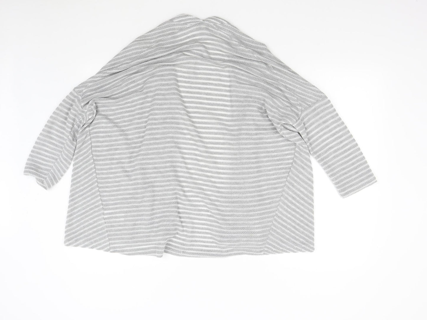 Matalan Womens Grey Striped  Cardigan Jumper Size 14