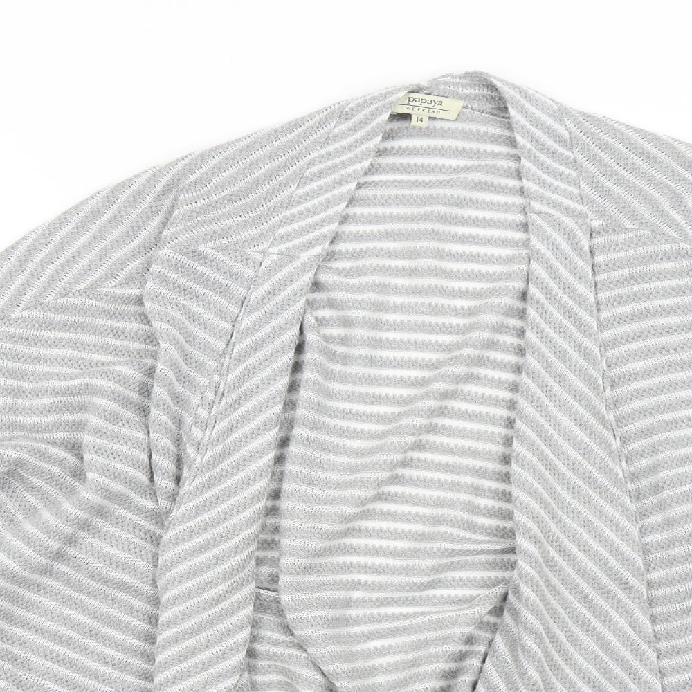 Matalan Womens Grey Striped  Cardigan Jumper Size 14
