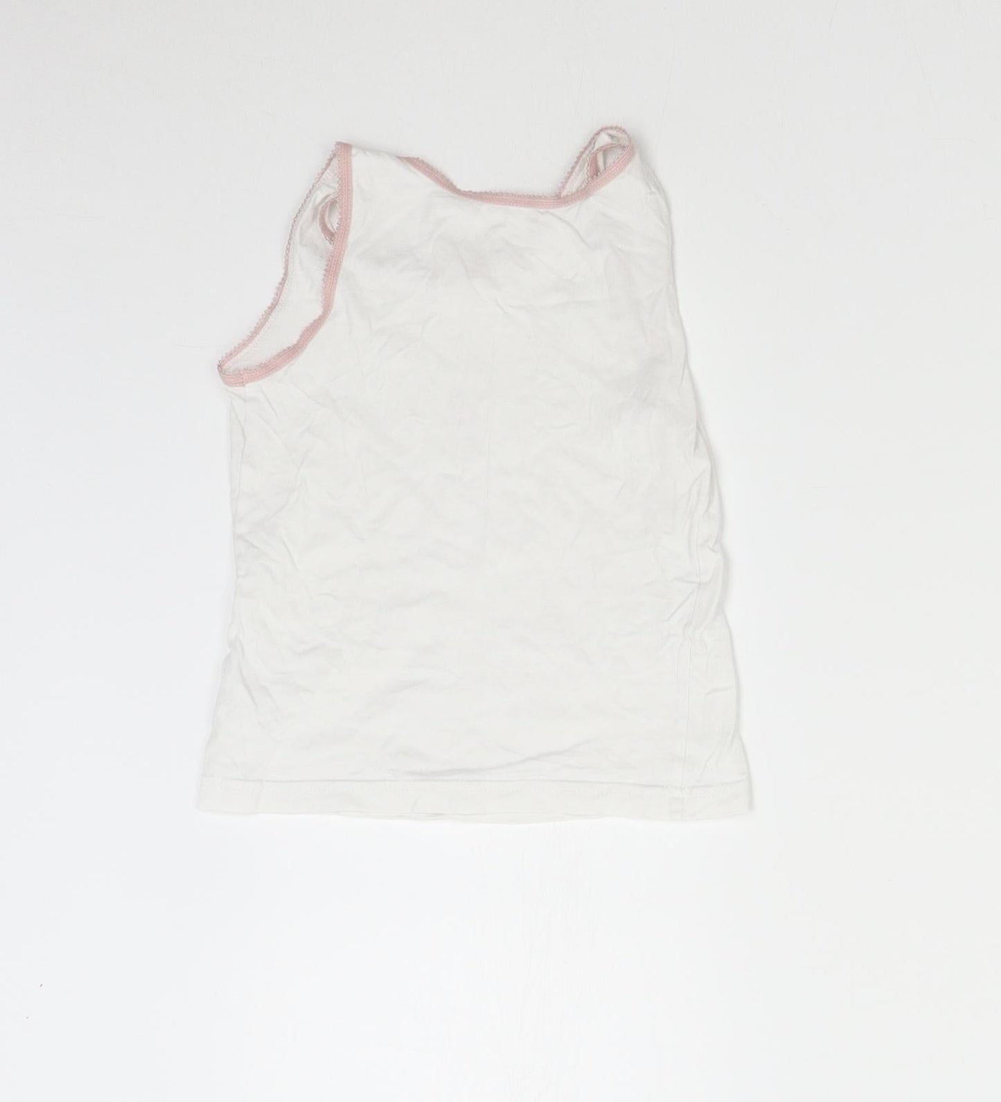 George Girls White   Basic Tank Size 4-5 Years  - Flamingo