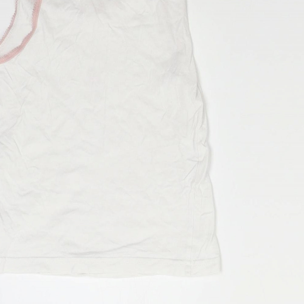 George Girls White   Basic Tank Size 4-5 Years  - Flamingo