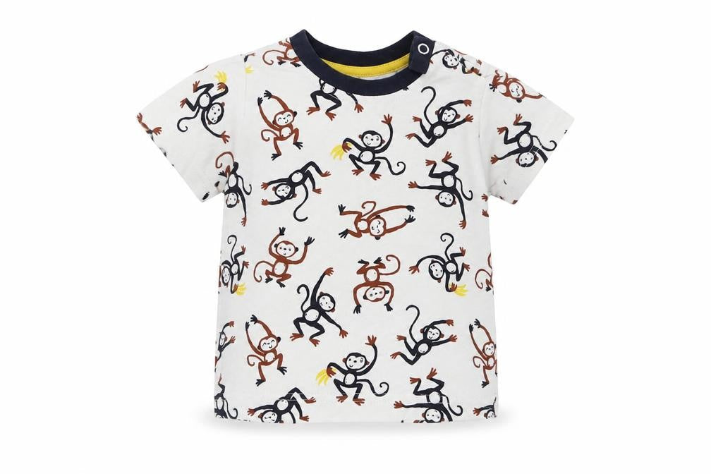 Nutmeg Boys White Geometric  Basic T-Shirt Size 6-9 Months