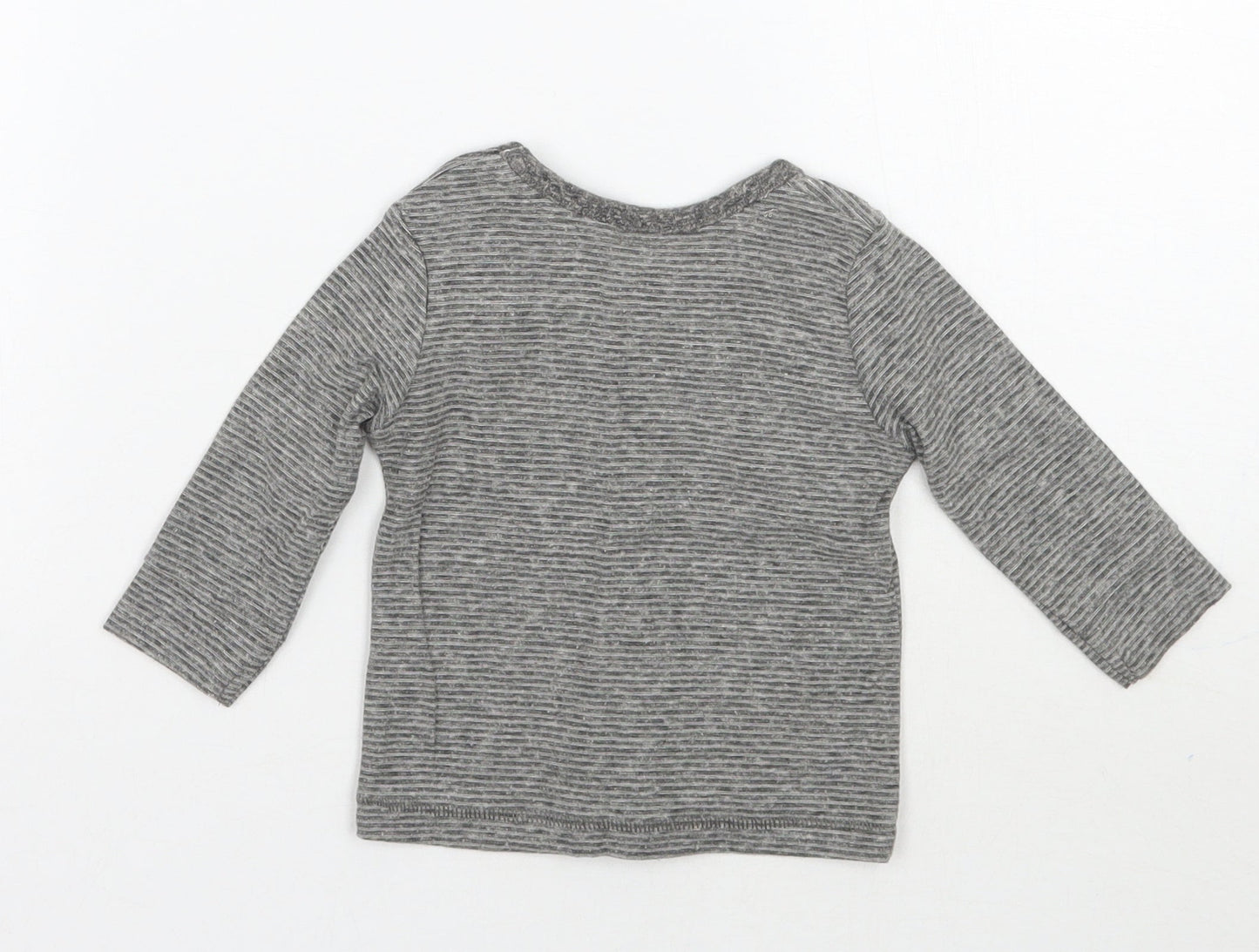 George Baby Grey Striped  Basic T-Shirt Size 0-3 Months