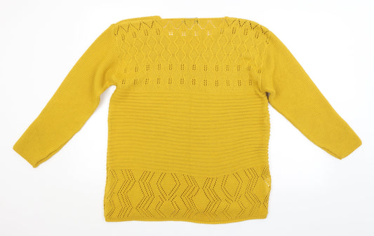 Pulse Womens Yellow Argyle/Diamond  Pullover Jumper Size M