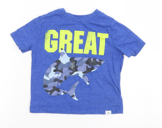 Gap Boys Blue   Basic T-Shirt Size 2 Years  - Great, Shark
