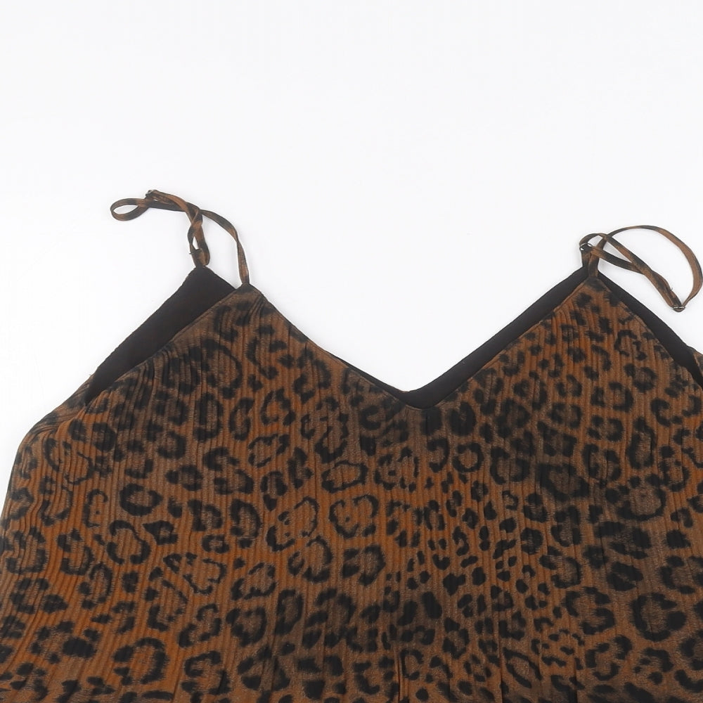 Zara Womens Brown Animal Print  Basic T-Shirt Size S