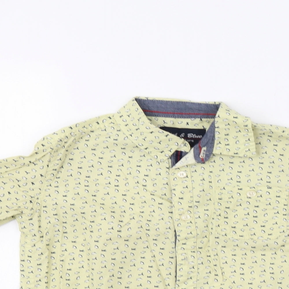Pink & Blue Boys Yellow   Basic Button-Up Size 5-6 Years  - Penguin Print