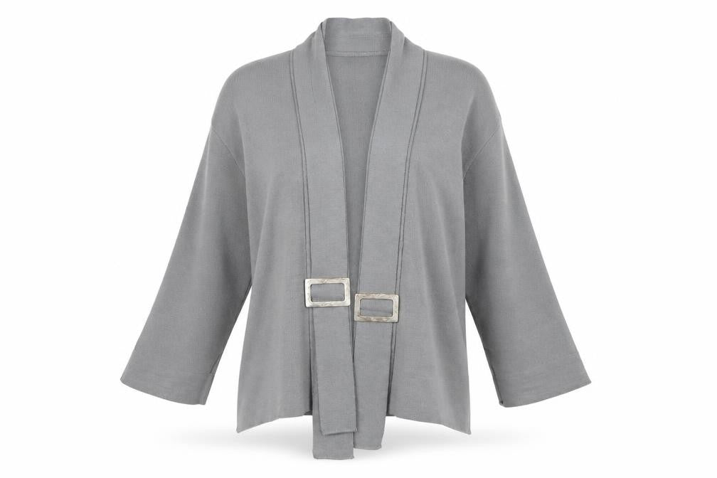LA CONFIDENCE Womens Grey   Cardigan Jumper Size S