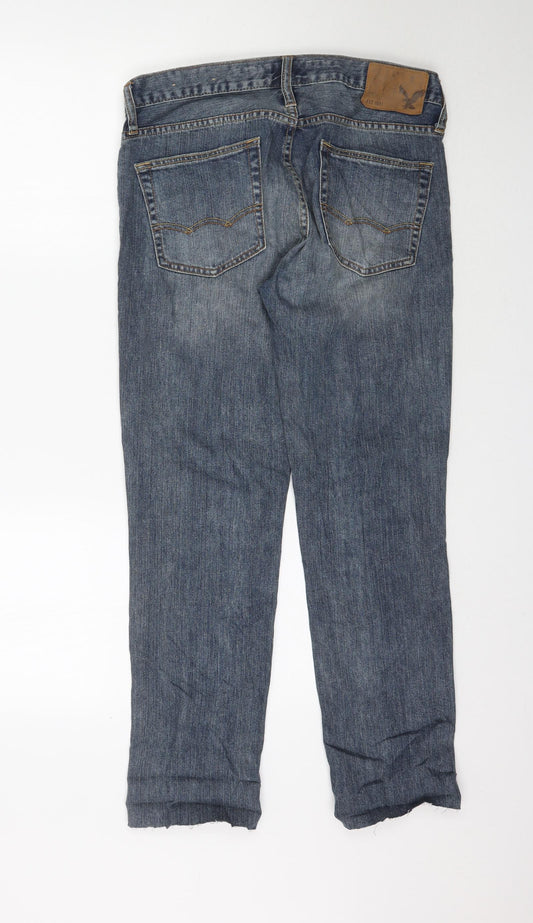 American Eagle Womens Blue  Denim Skinny Jeans Size 30 L29 in - Raw Hem