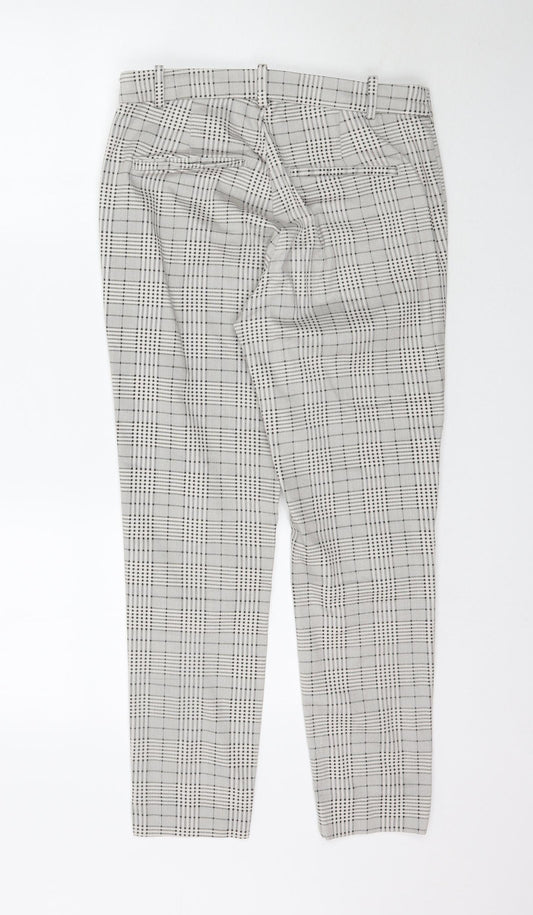H&M Womens Grey Plaid  Trousers  Size 10 L27 in