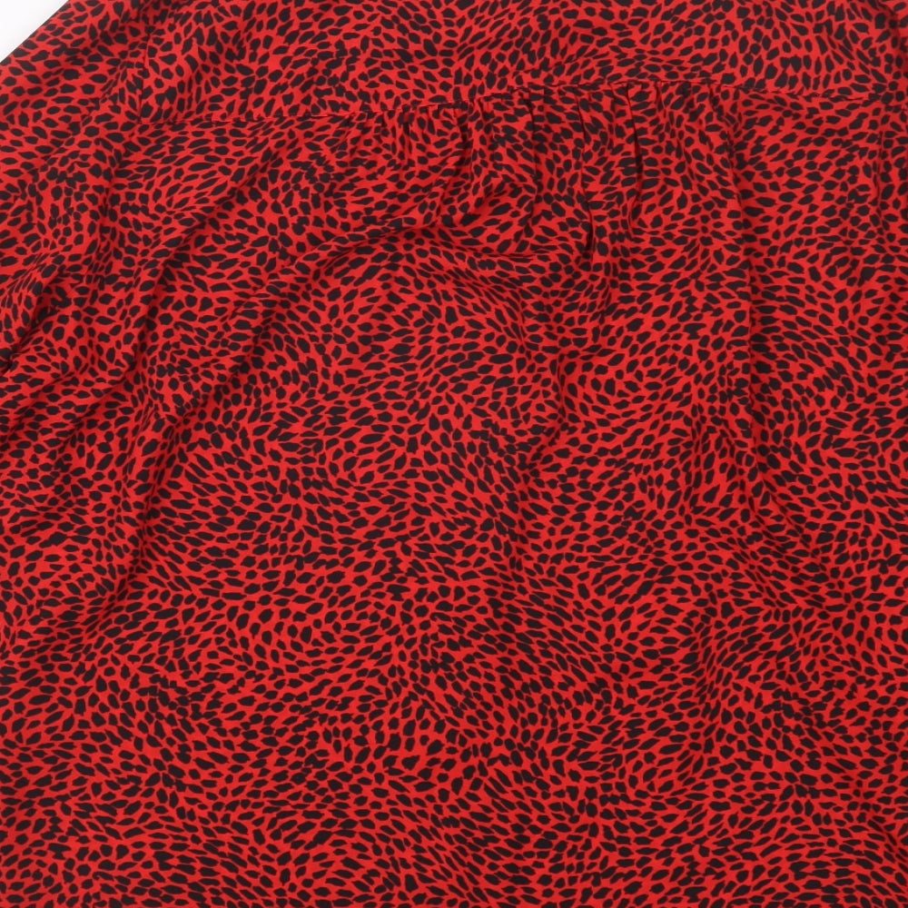 H&M Womens Red Geometric  Basic Button-Up Size M