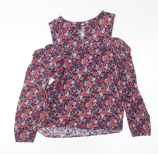 Dorothy Perkins Womens Purple Floral  Basic Blouse Size 8