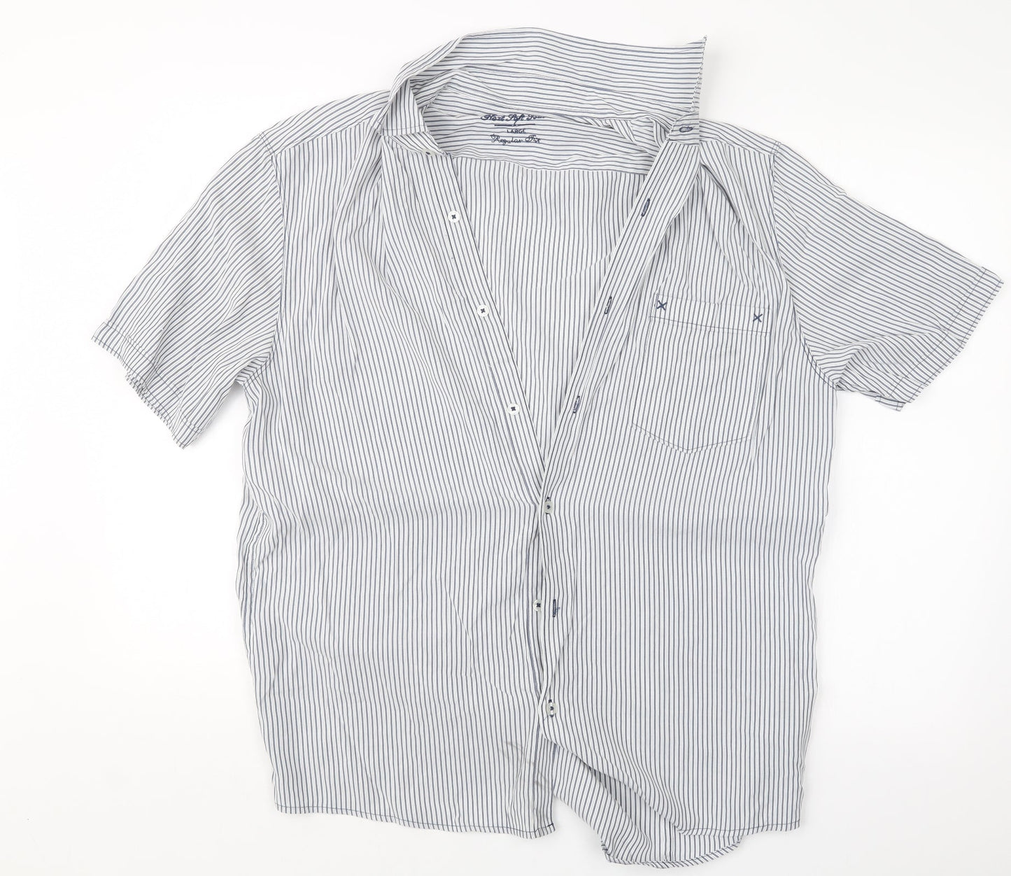 NEXT Mens Blue Striped   Button-Up Size L