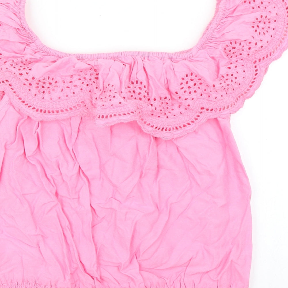 H&M Girls Pink   Cropped T-Shirt Size 11 Years