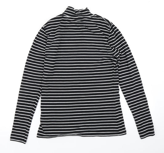 M&S Womens Black Striped  Basic T-Shirt Size 10