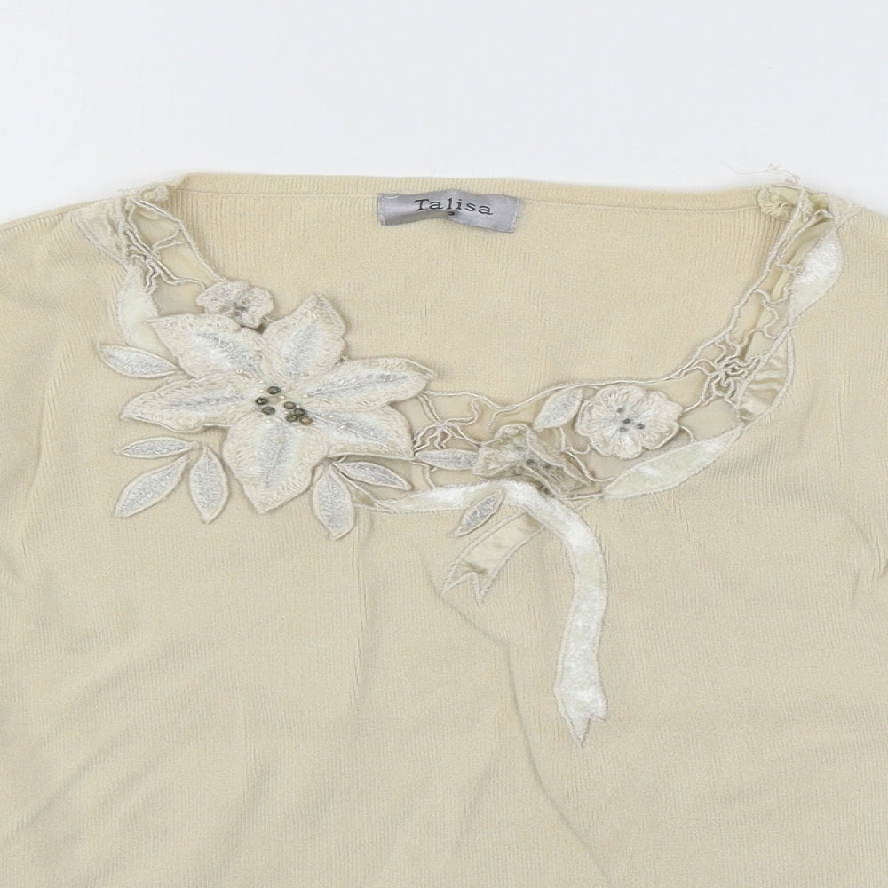 Talisa Womens Ivory  Knit Basic T-Shirt Size M