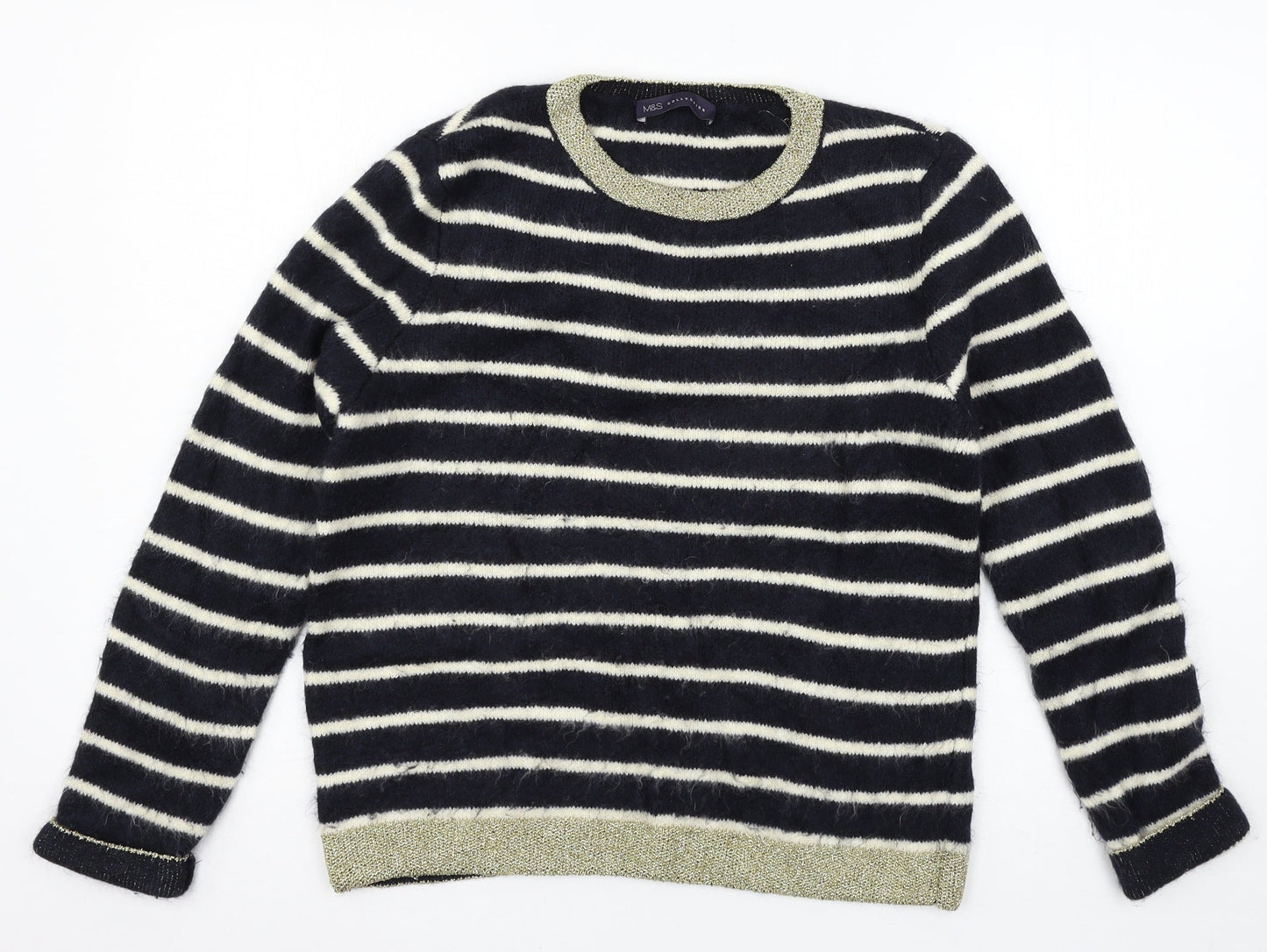 Marks and Spencer Womens Blue Striped Knit Pullover Jumper Size 12