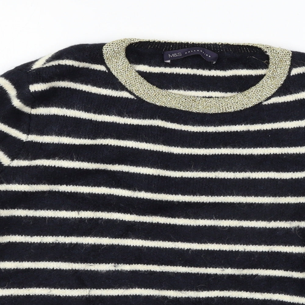 Marks and Spencer Womens Blue Striped Knit Pullover Jumper Size 12