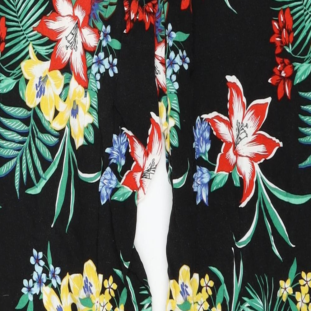 New Look Womens Black Floral  Trousers  Size 10 L26 in