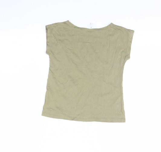 Preworn Girls Green   Basic T-Shirt Size 7 Years  - Good vibes