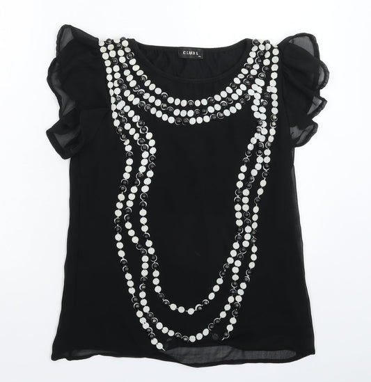 Club L Womens Black   Basic Blouse Size M
