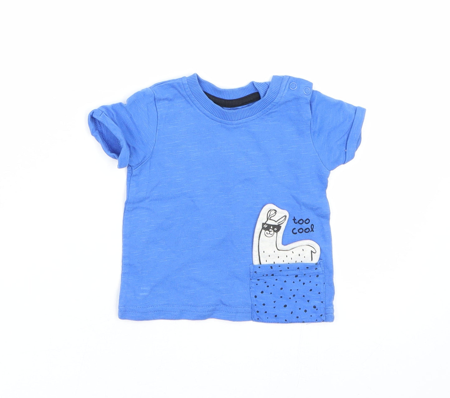 George Boys Blue   Basic T-Shirt Size 0-3 Months  - LLama