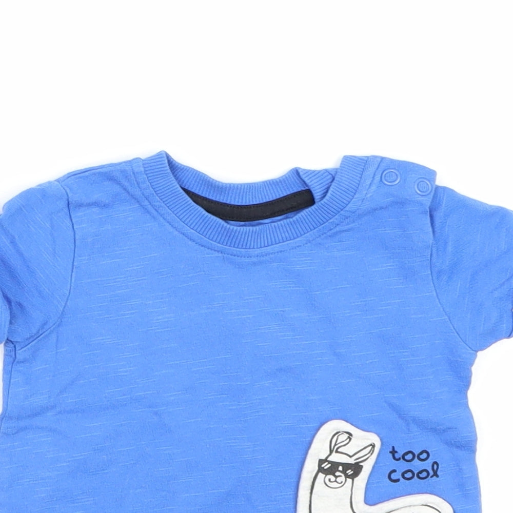 George Boys Blue   Basic T-Shirt Size 0-3 Months  - LLama