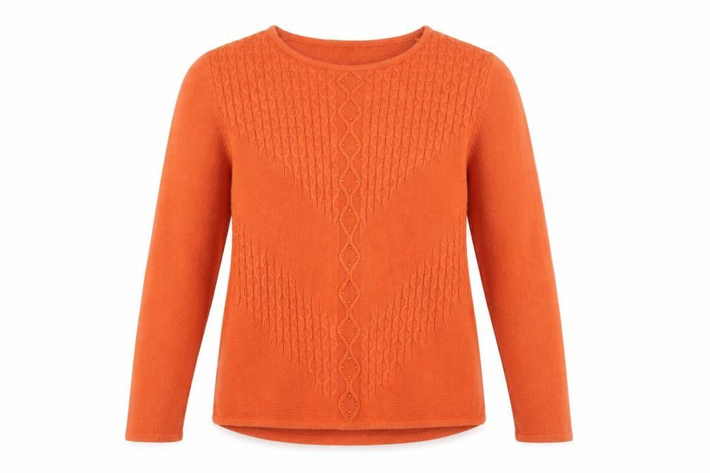 ANNA ROSE Womens Orange Geometric Knit Pullover Jumper Size L