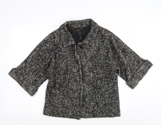 MNG SUIT Womens Black Herringbone  Jacket  Size L