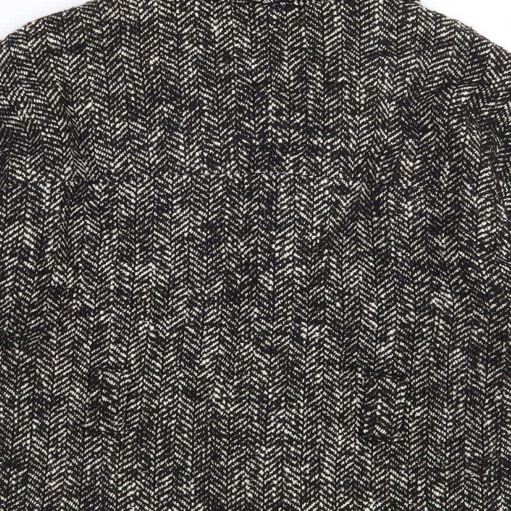 MNG SUIT Womens Black Herringbone  Jacket  Size L