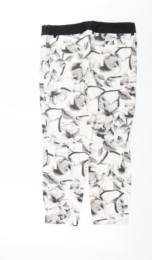ET VOUS Womens White Floral  Trousers  Size 12 L24 in
