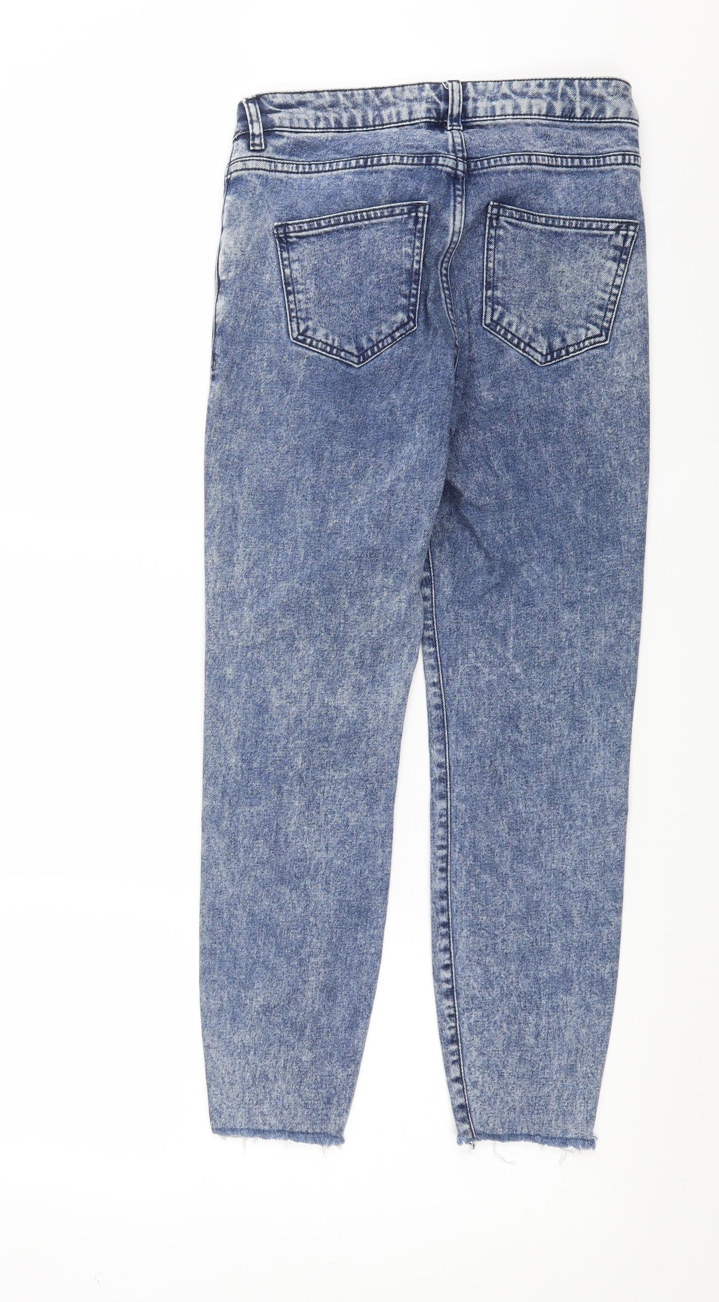New Look Womens Blue  Denim Skinny Jeans Size 6 L25 in - distressed hem