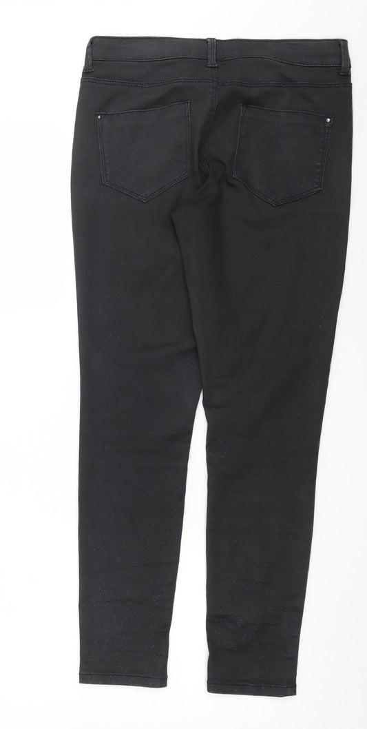Dorothy Perkins Womens Black  Denim Skinny Jeans Size 12 L29 in - glittery