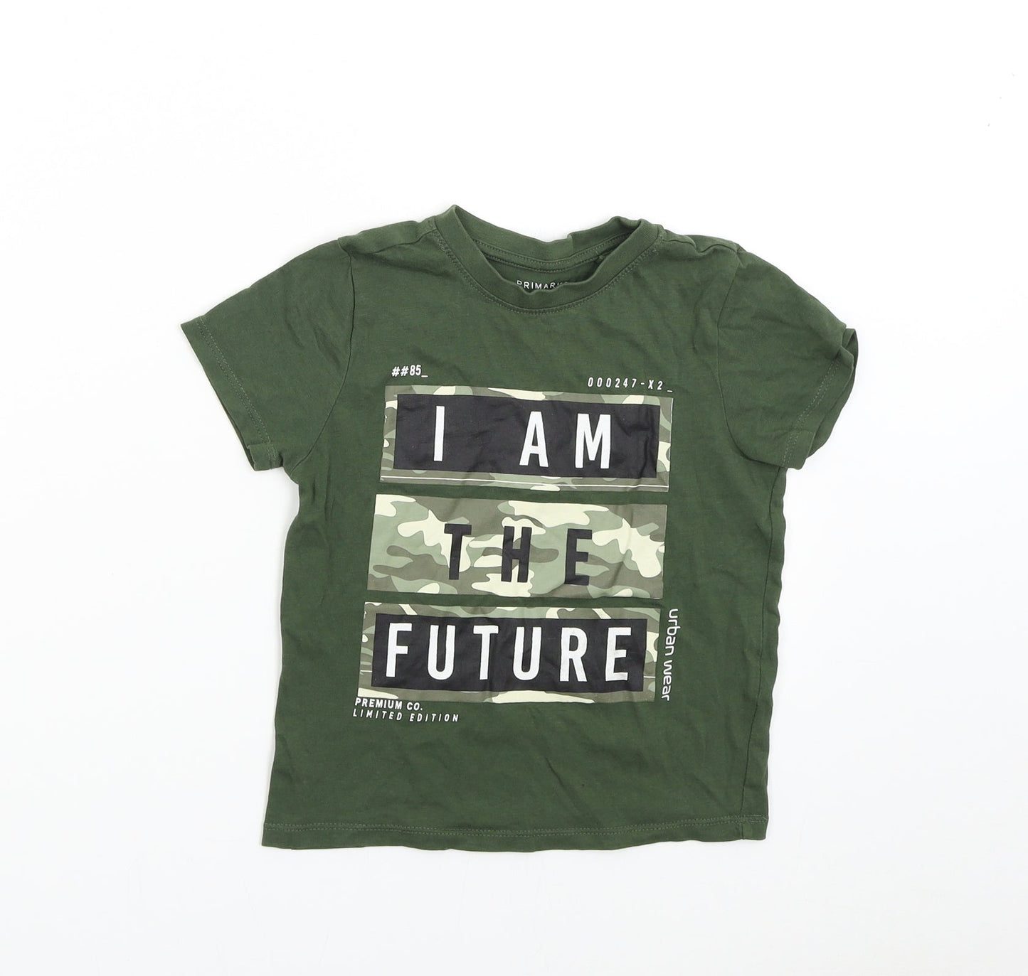 Primark Boys Green   Basic T-Shirt Size 3-4 Years
