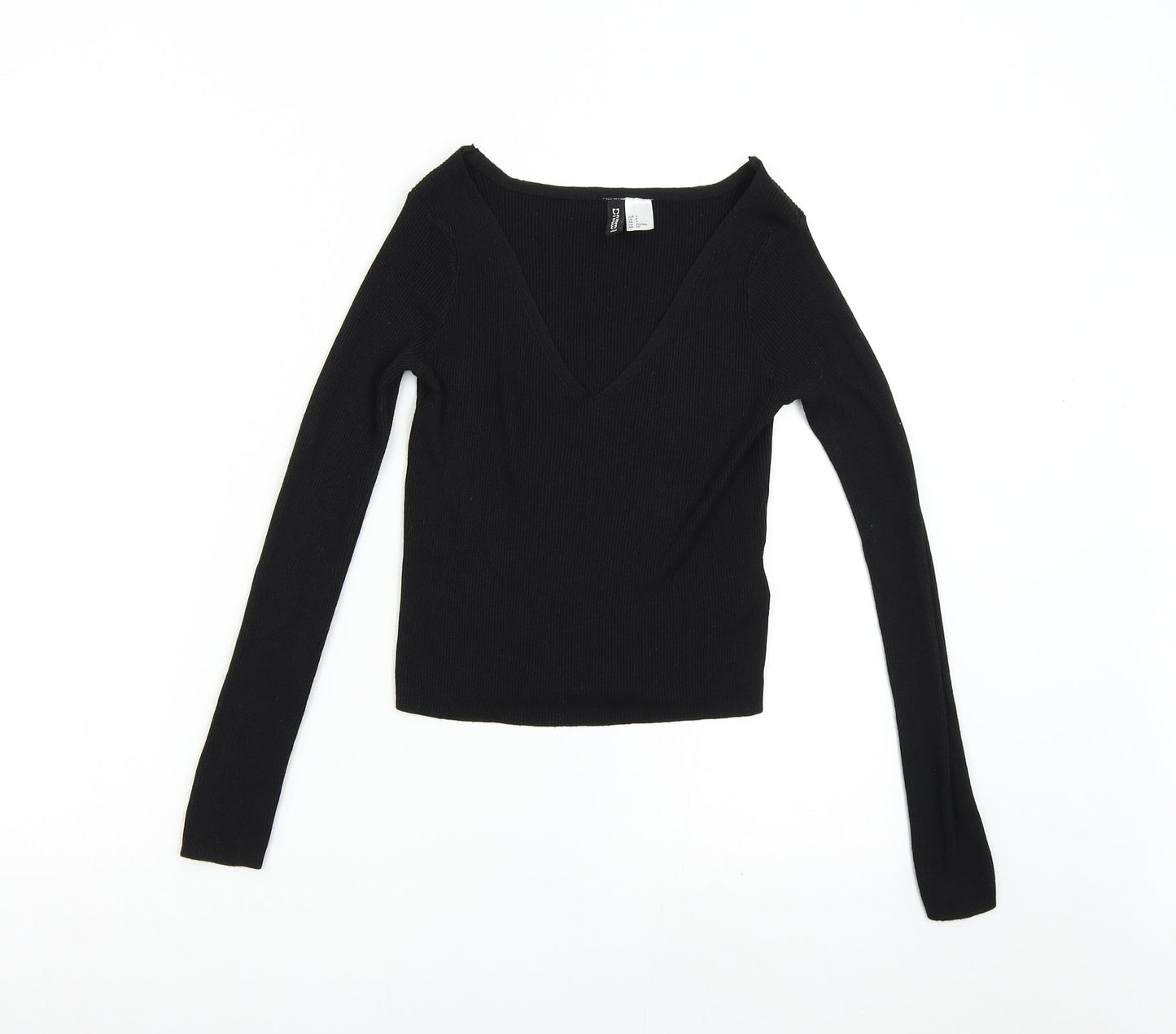 H&M Girls Black  Knit Pullover Jumper Size S
