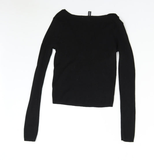 H&M Girls Black  Knit Pullover Jumper Size S