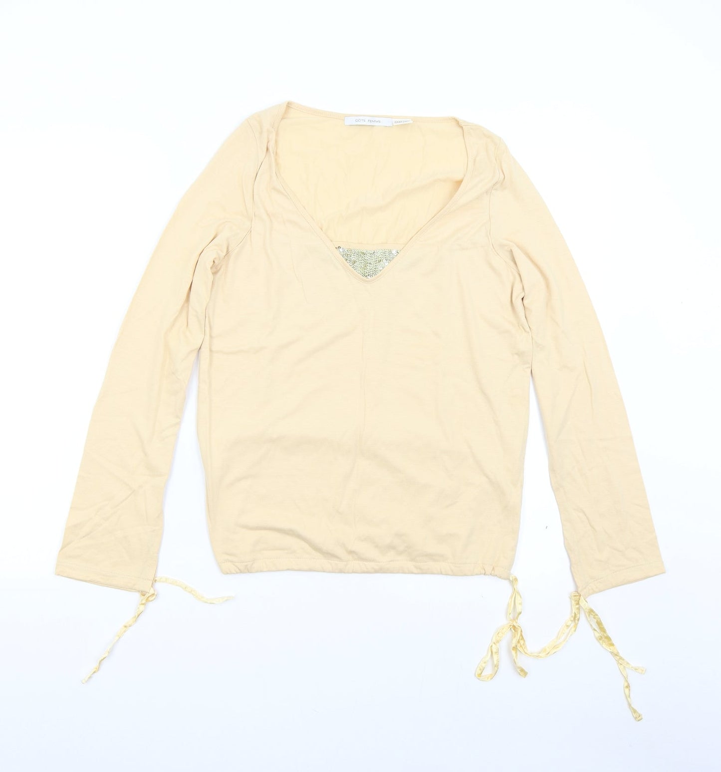 Cote Femme Womens Beige   Basic T-Shirt Size 38