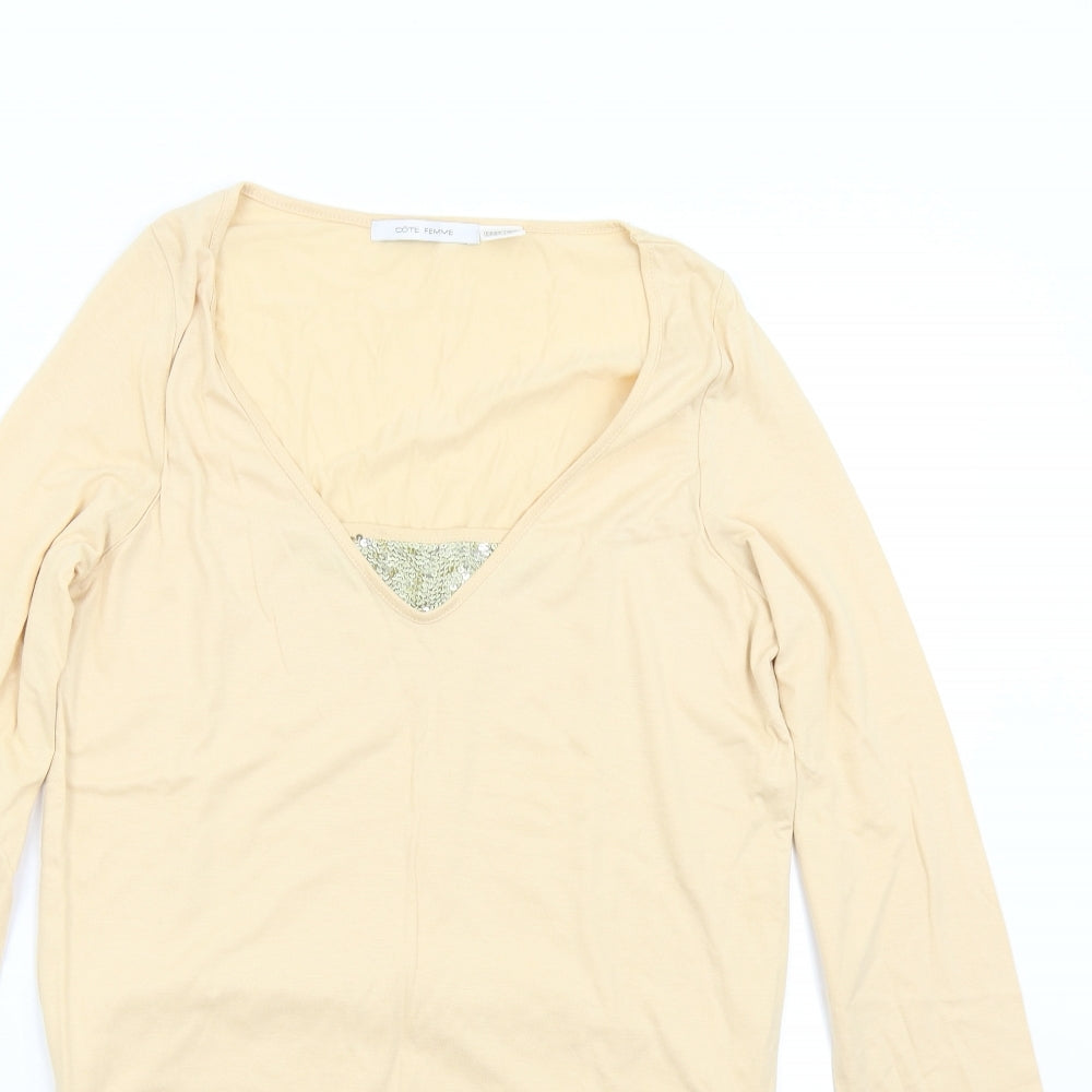 Cote Femme Womens Beige   Basic T-Shirt Size 38