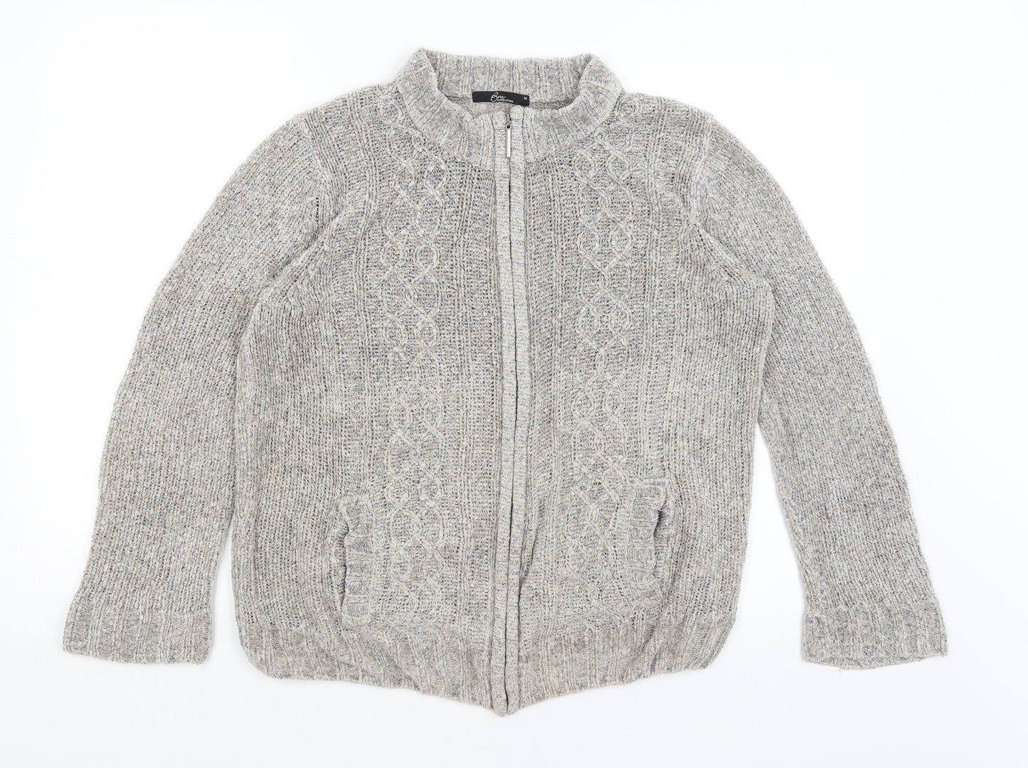 BM Collection Womens Grey   Full Zip Jumper Size M