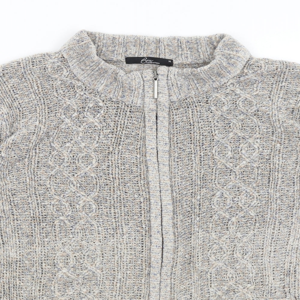 BM Collection Womens Grey   Full Zip Jumper Size M