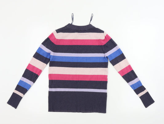 Marks and Spencer  Womens Grey Striped  Pullover Jumper Size 10