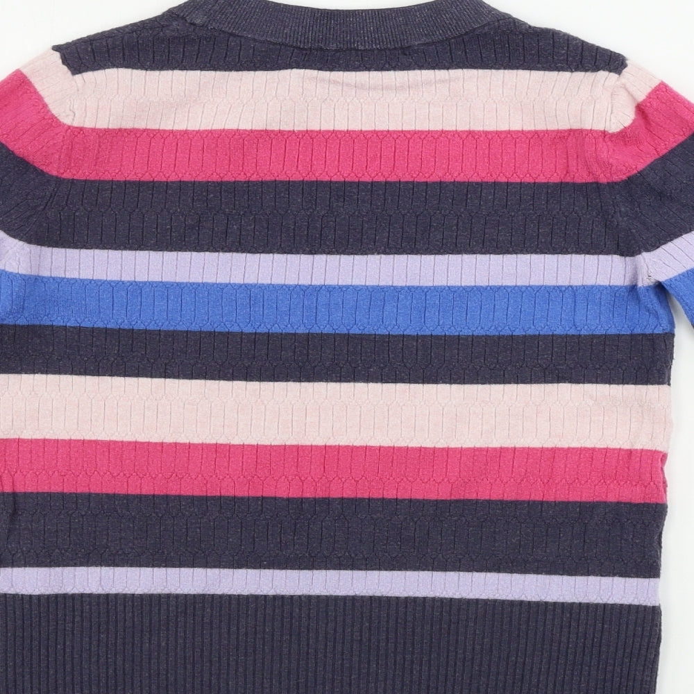 Marks and Spencer  Womens Grey Striped  Pullover Jumper Size 10