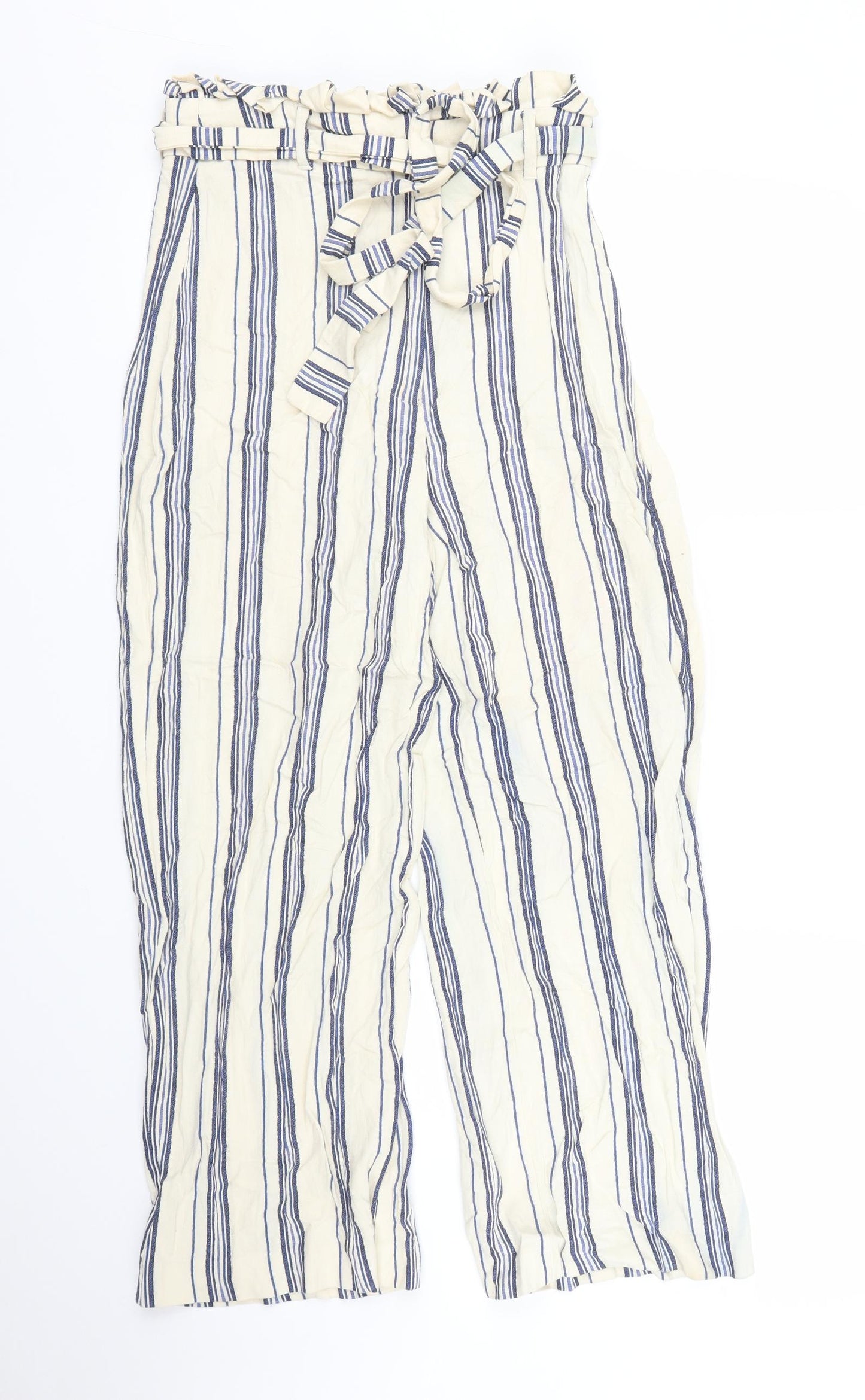 River Island Womens Beige Striped  Capri Trousers Size 8 L24 in