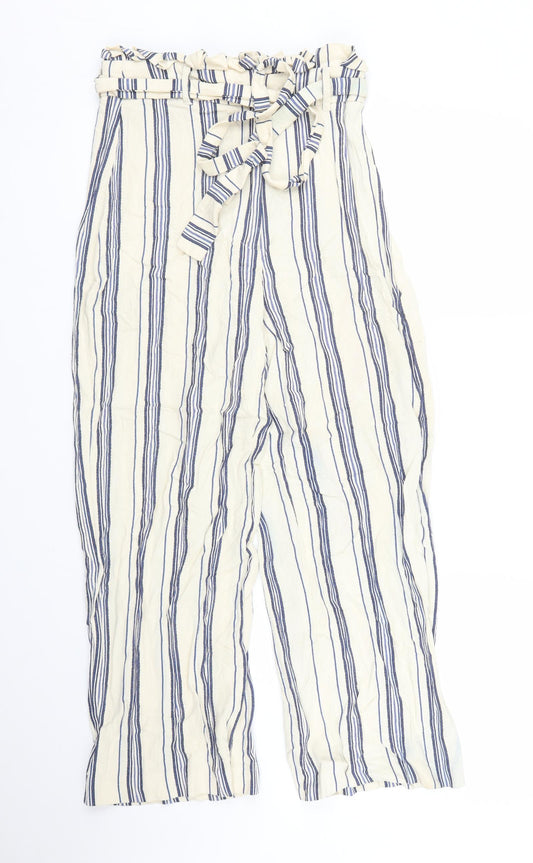 River Island Womens Beige Striped  Capri Trousers Size 8 L24 in