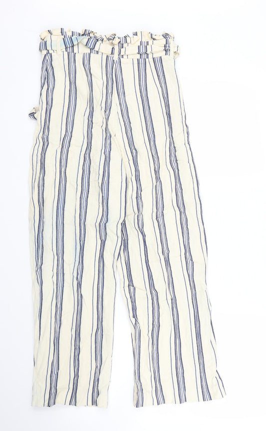 River Island Womens Beige Striped  Capri Trousers Size 8 L24 in