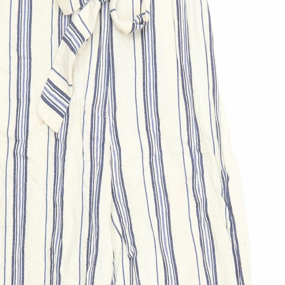 River Island Womens Beige Striped  Capri Trousers Size 8 L24 in